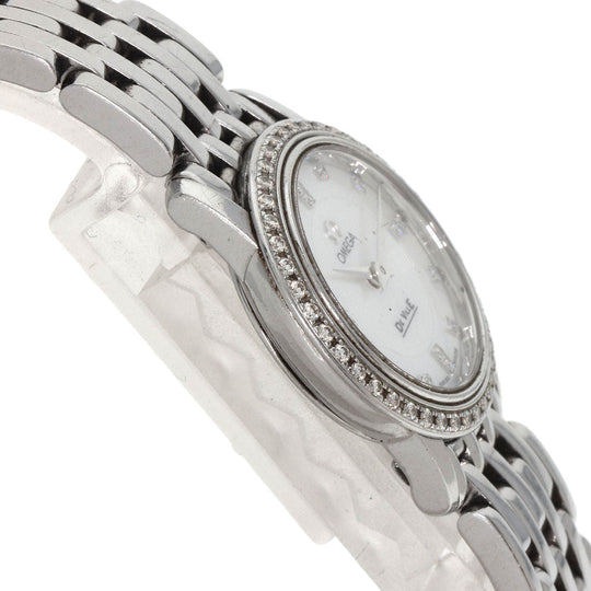 OMEGA Watches Quartz 4575.75 Stainless Steel, Stainless Steel, Diamond Silver De Ville Prestige Diamond White shell dial Women Used Authentic