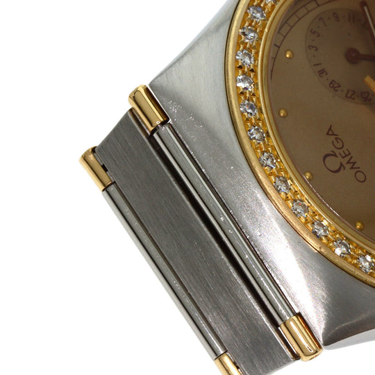 OMEGA Watches Quartz Stainless Steel, SSxK18YG, Diamond gold Constellation Day Date Diamond Bezel gold dial mens Used Authentic