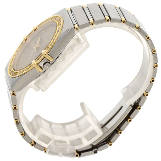 OMEGA Watches Quartz Stainless Steel, SSxK18YG, Diamond gold Constellation Day Date Diamond Bezel gold dial mens Used Authentic