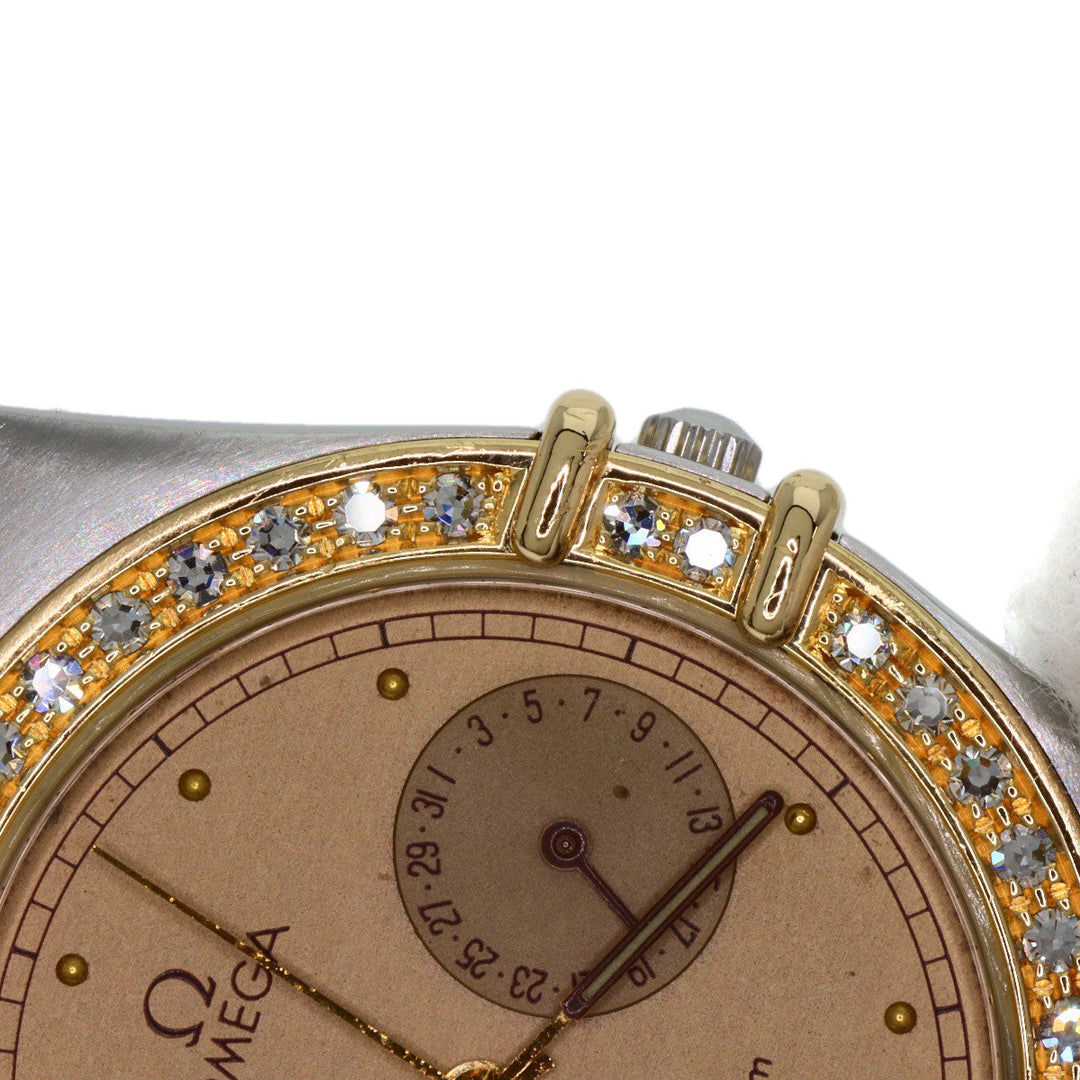 OMEGA Watches Quartz Stainless Steel, SSxK18YG, Diamond gold Constellation Day Date Diamond Bezel gold dial mens Used Authentic