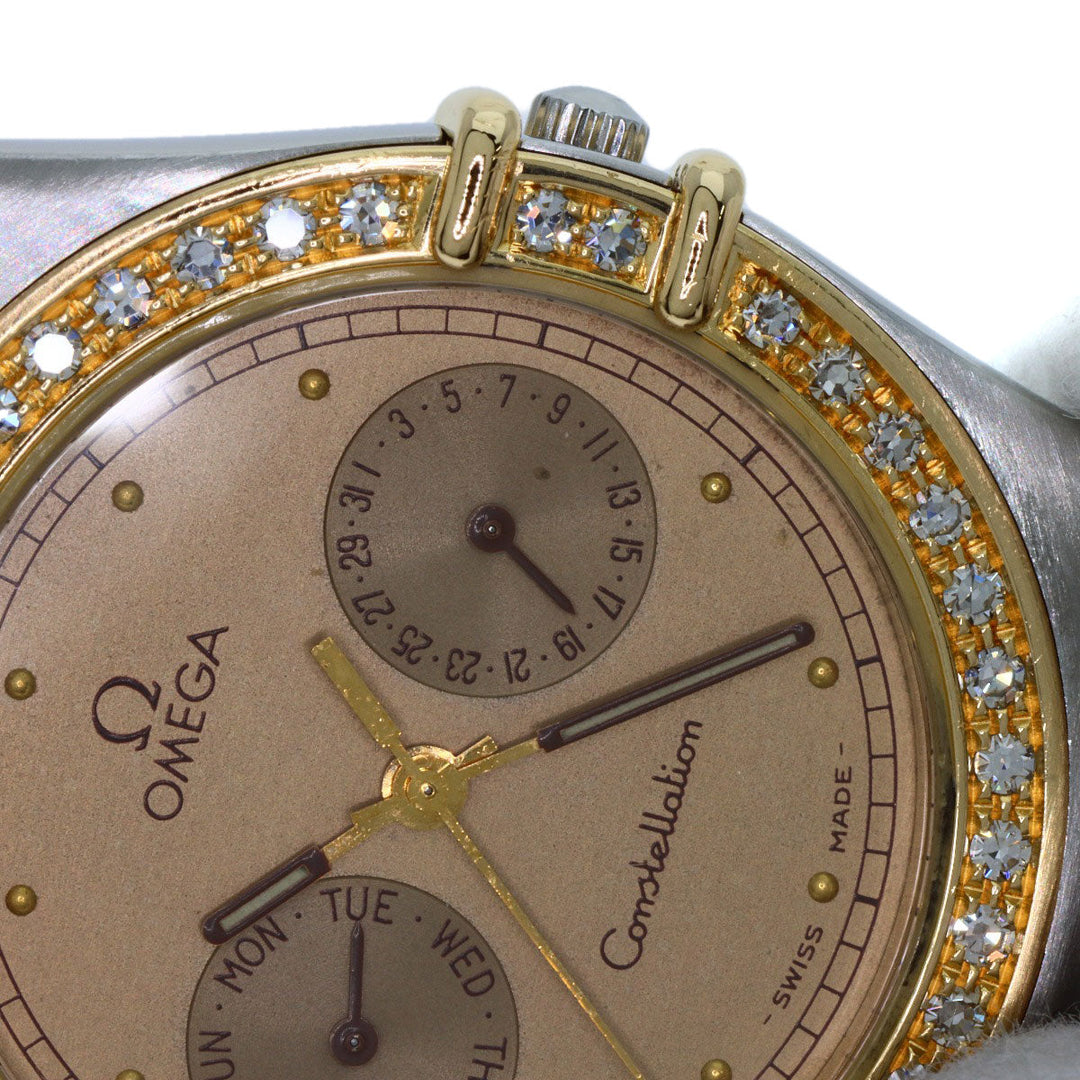 OMEGA Watches Quartz Stainless Steel, SSxK18YG, Diamond gold Constellation Day Date Diamond Bezel gold dial mens Used Authentic