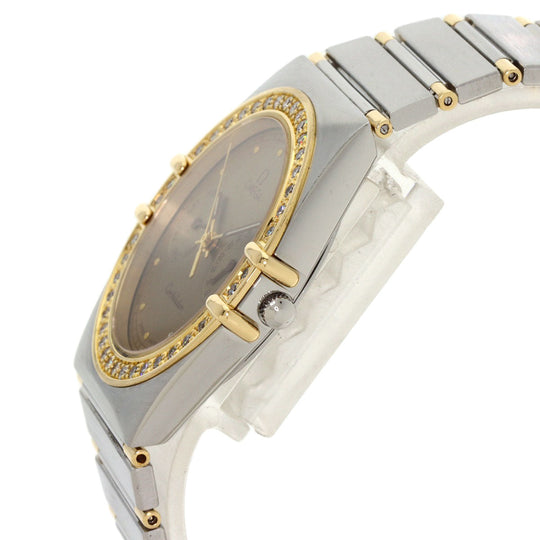 OMEGA Watches Quartz Stainless Steel, SSxK18YG, Diamond gold Constellation Day Date Diamond Bezel gold dial mens Used Authentic