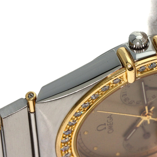 OMEGA Watches Quartz Stainless Steel, SSxK18YG, Diamond gold Constellation Day Date Diamond Bezel gold dial mens Used Authentic