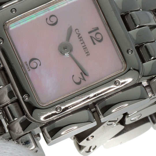 CARTIER Watches Quartz W61003T9 Stainless Steel , Stainless Steel Silver PANTHERE Ryuban Pink shell dial Women Used Authentic