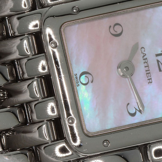 CARTIER Watches Quartz W61003T9 Stainless Steel , Stainless Steel Silver PANTHERE Ryuban Pink shell dial Women Used Authentic
