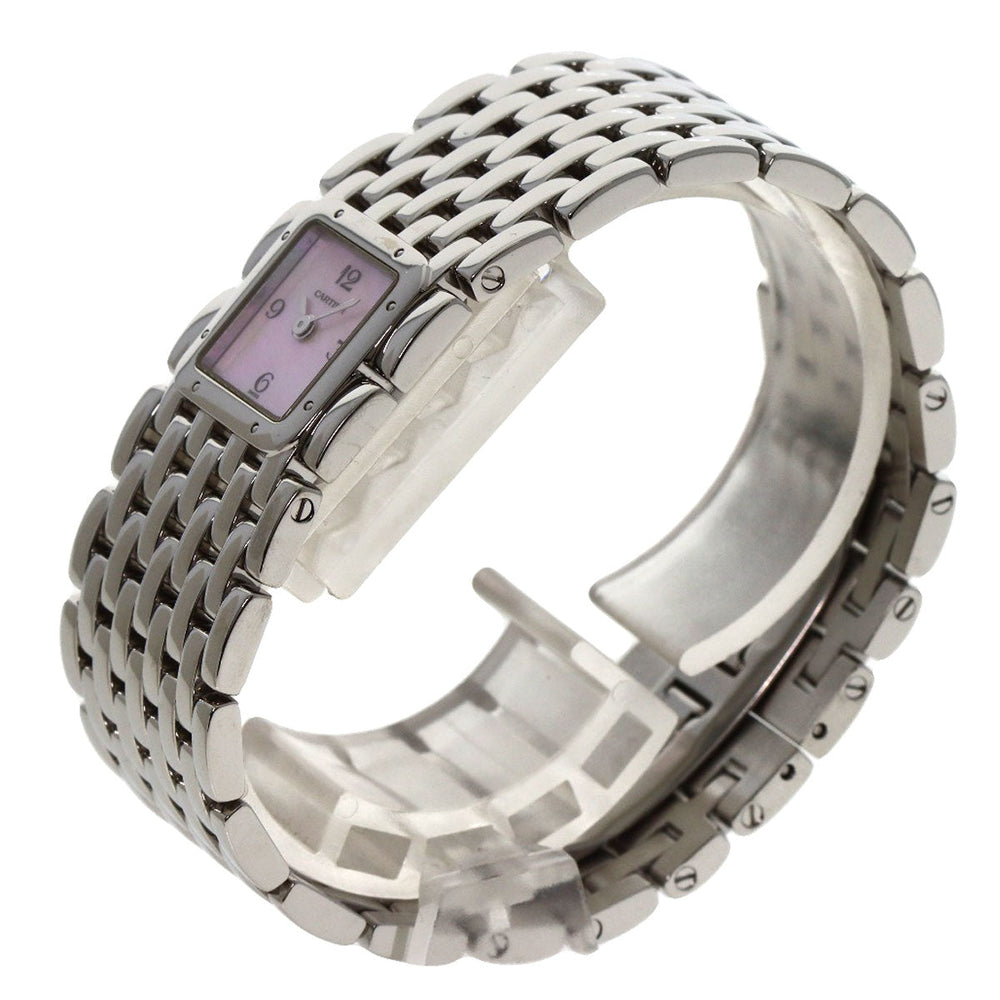 CARTIER Watches Quartz W61003T9 Stainless Steel , Stainless Steel Silver PANTHERE Ryuban Pink shell dial Women Used Authentic