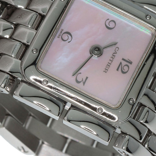 CARTIER Watches Quartz W61003T9 Stainless Steel , Stainless Steel Silver PANTHERE Ryuban Pink shell dial Women Used Authentic
