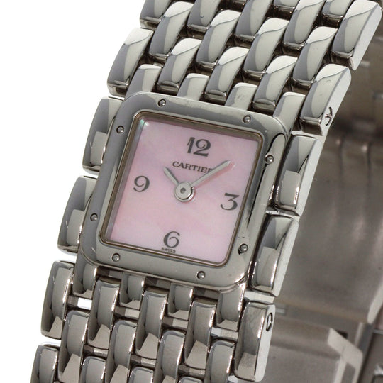 CARTIER Watches Quartz W61003T9 Stainless Steel , Stainless Steel Silver PANTHERE Ryuban Pink shell dial Women Used Authentic