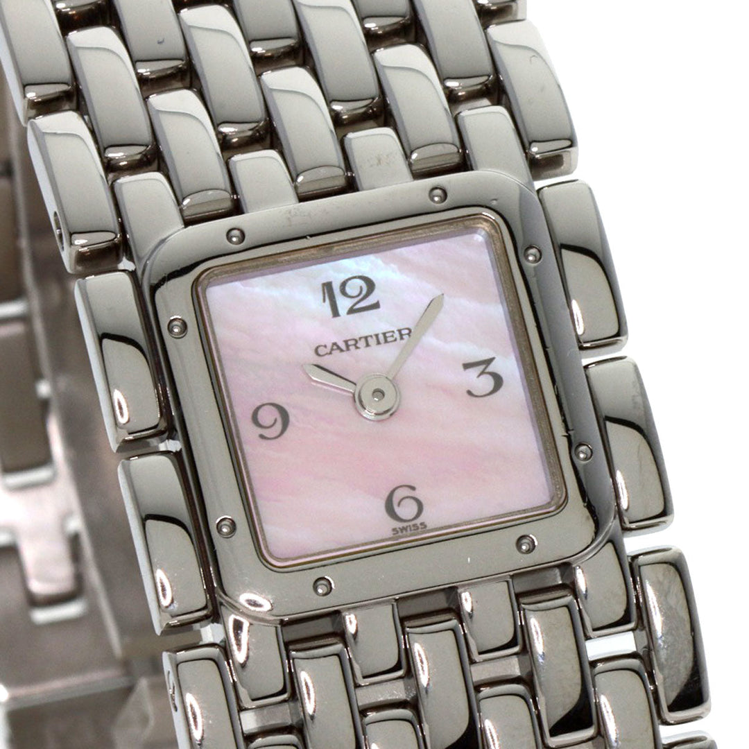 CARTIER Watches Quartz W61003T9 Stainless Steel , Stainless Steel Silver PANTHERE Ryuban Pink shell dial Women Used Authentic