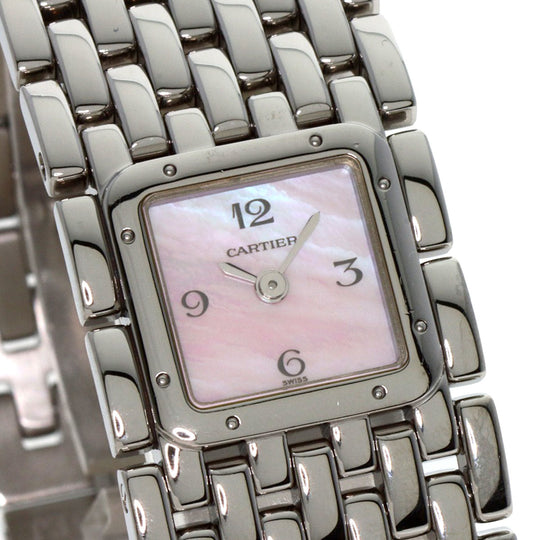 CARTIER Watches Quartz W61003T9 Stainless Steel , Stainless Steel Silver PANTHERE Ryuban Pink shell dial Women Used Authentic