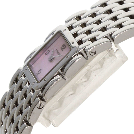 CARTIER Watches Quartz W61003T9 Stainless Steel , Stainless Steel Silver PANTHERE Ryuban Pink shell dial Women Used Authentic