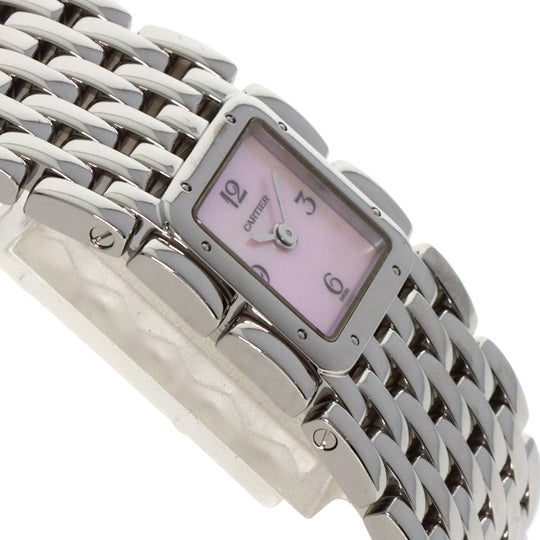 CARTIER Watches Quartz W61003T9 Stainless Steel , Stainless Steel Silver PANTHERE Ryuban Pink shell dial Women Used Authentic