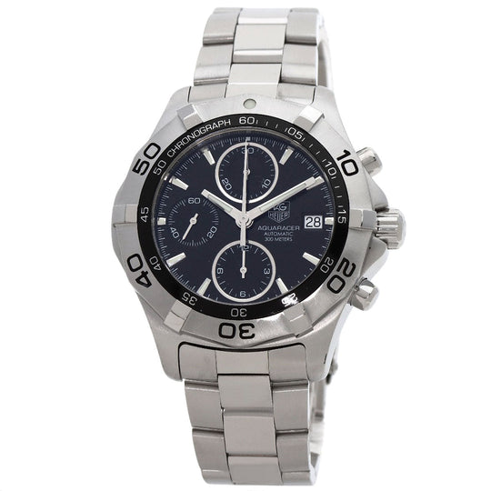 TAG HEUER Watches Mechanical Automatic CAF2110 Stainless Steel Silver Aqua Racer Chronograph black dial