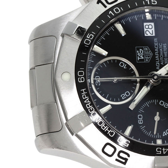 TAG HEUER Watches Mechanical Automatic CAF2110 Stainless Steel Silver Aqua Racer Chronograph black dial