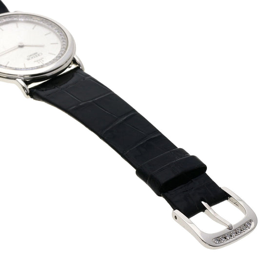 SEIKO Watches Quartz GBAD011 8N70-6120 PT900, leather Silver CREDOR Diamond Silver dial mens Used Authentic
