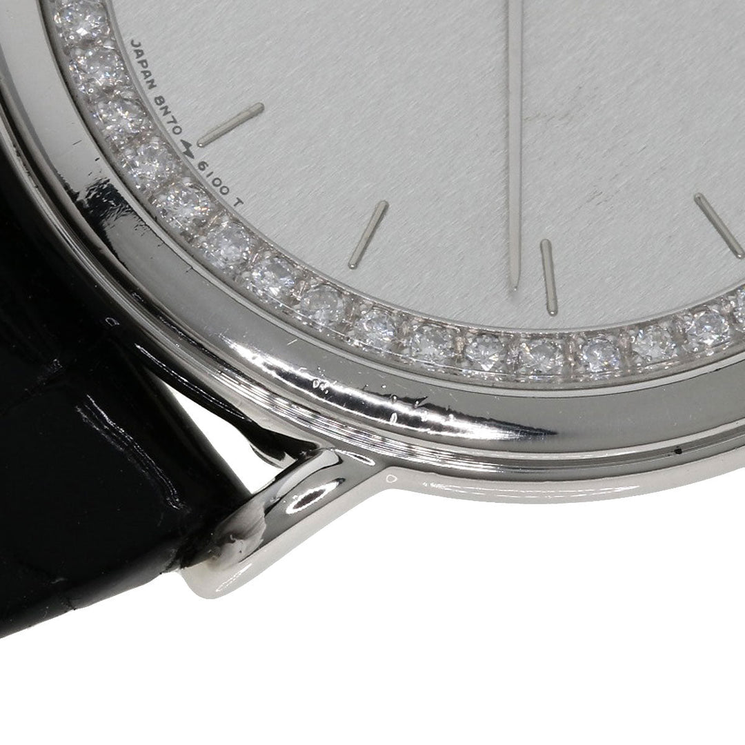 SEIKO Watches Quartz GBAD011 8N70-6120 PT900, leather Silver CREDOR Diamond Silver dial mens Used Authentic