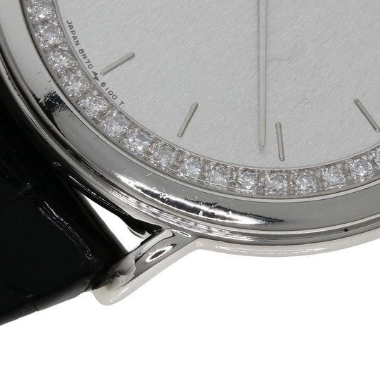 SEIKO Watches Quartz GBAD011 8N70-6120 PT900, leather Silver CREDOR Diamond Silver dial mens Used Authentic