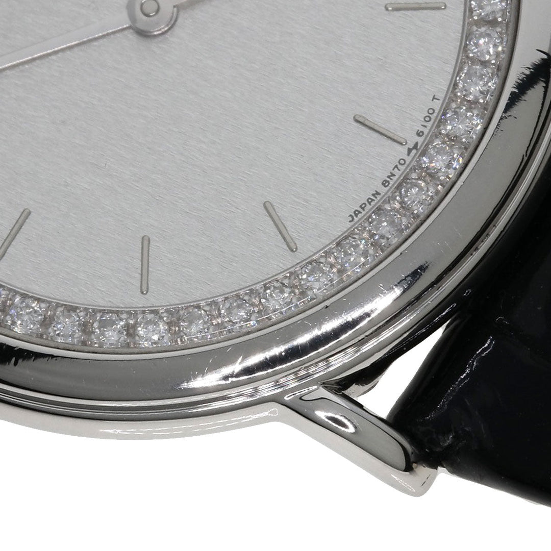 SEIKO Watches Quartz GBAD011 8N70-6120 PT900, leather Silver CREDOR Diamond Silver dial mens Used Authentic