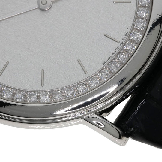 SEIKO Watches Quartz GBAD011 8N70-6120 PT900, leather Silver CREDOR Diamond Silver dial mens Used Authentic