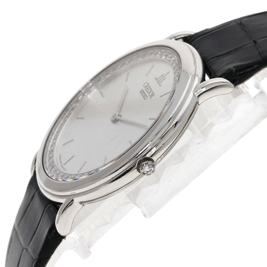 SEIKO Watches Quartz GBAD011 8N70-6120 PT900, leather Silver CREDOR Diamond Silver dial mens Used Authentic