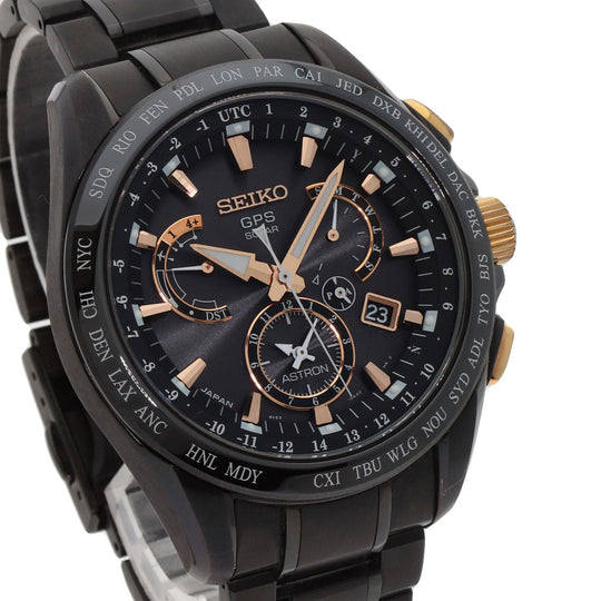 SEIKO Watches Solar Powered 8X53-0AB0-2 SBXB075 Titanium, Titanium black Astron black dial mens Used Authentic