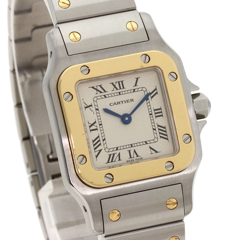 CARTIER Watches Quartz W20012C4 Stainless Steel , Stainless Steel , K18YG gold Santos Galve SM Silver dial Women Used Authentic