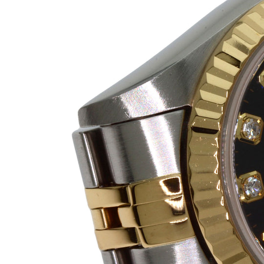ROLEX Watches Mechanical Automatic 69173G Stainless Steel , SSxK18YG gold Datejust 10P Diamond black dial Women Used Authentic