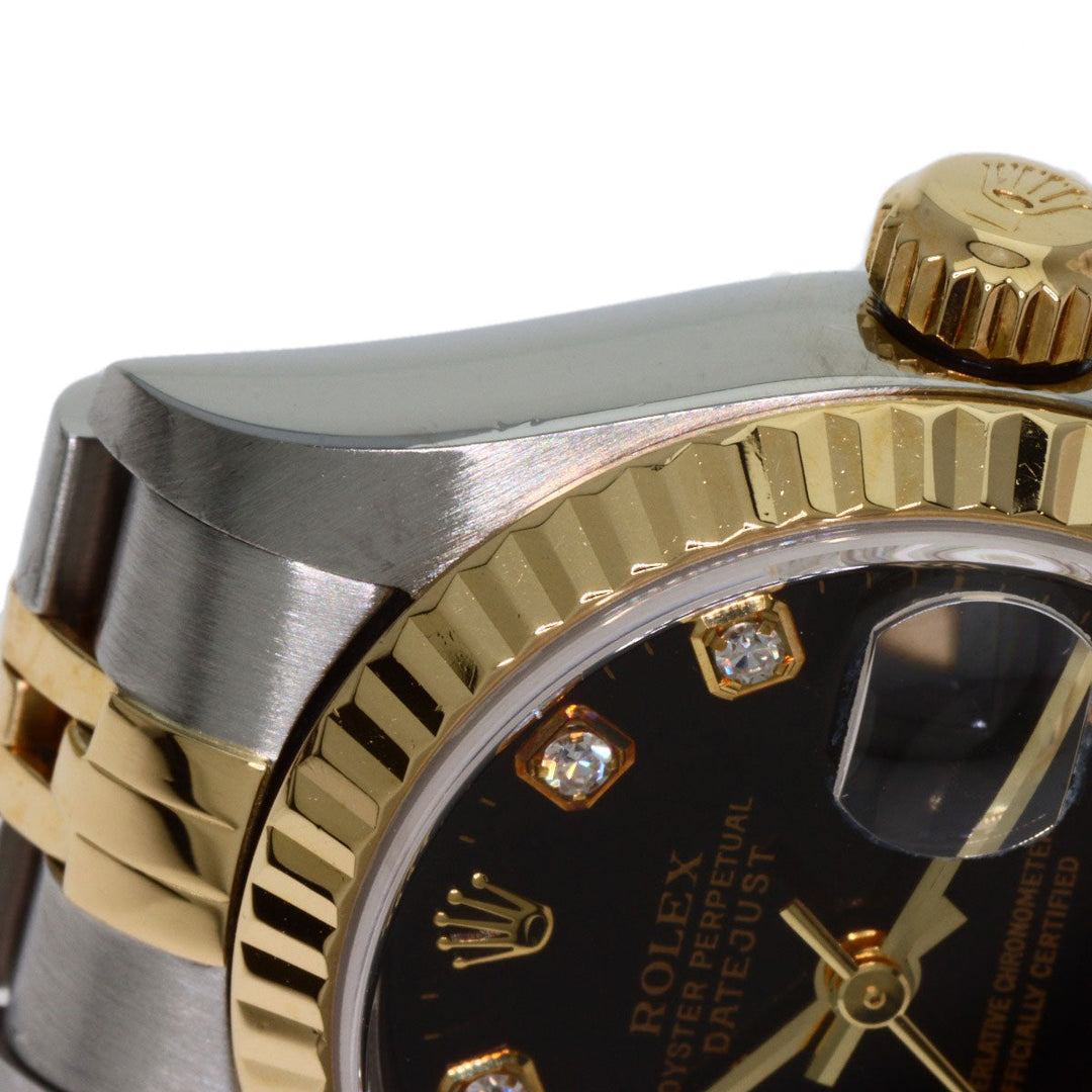 ROLEX Watches Mechanical Automatic 69173G Stainless Steel , SSxK18YG gold Datejust 10P Diamond black dial Women Used Authentic