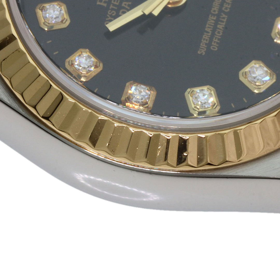 ROLEX Watches Mechanical Automatic 69173G Stainless Steel , SSxK18YG gold Datejust 10P Diamond black dial Women Used Authentic