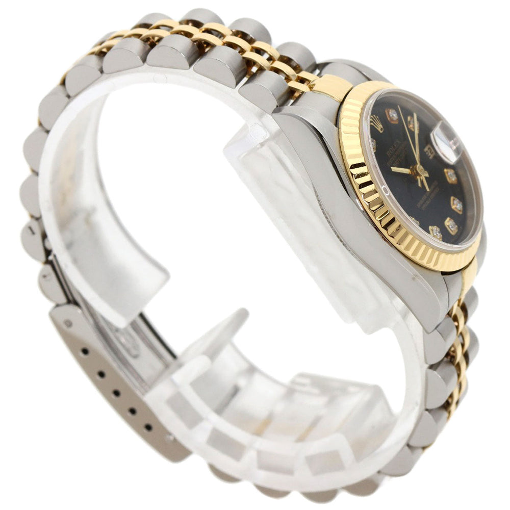 ROLEX Watches Mechanical Automatic 69173G Stainless Steel , SSxK18YG gold Datejust 10P Diamond black dial Women Used Authentic