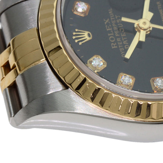 ROLEX Watches Mechanical Automatic 69173G Stainless Steel , SSxK18YG gold Datejust 10P Diamond black dial Women Used Authentic