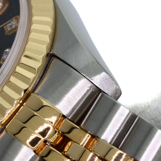 ROLEX Watches Mechanical Automatic 69173G Stainless Steel , SSxK18YG gold Datejust 10P Diamond black dial Women Used Authentic