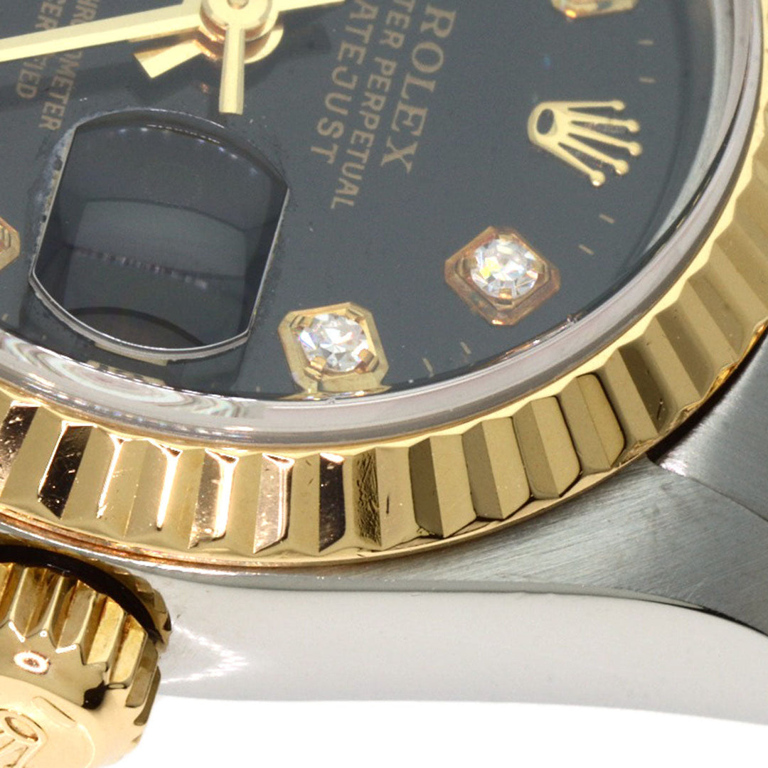 ROLEX Watches Mechanical Automatic 69173G Stainless Steel , SSxK18YG gold Datejust 10P Diamond black dial Women Used Authentic
