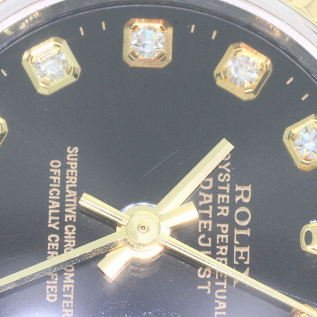 ROLEX Watches Mechanical Automatic 69173G Stainless Steel , SSxK18YG gold Datejust 10P Diamond black dial Women Used Authentic