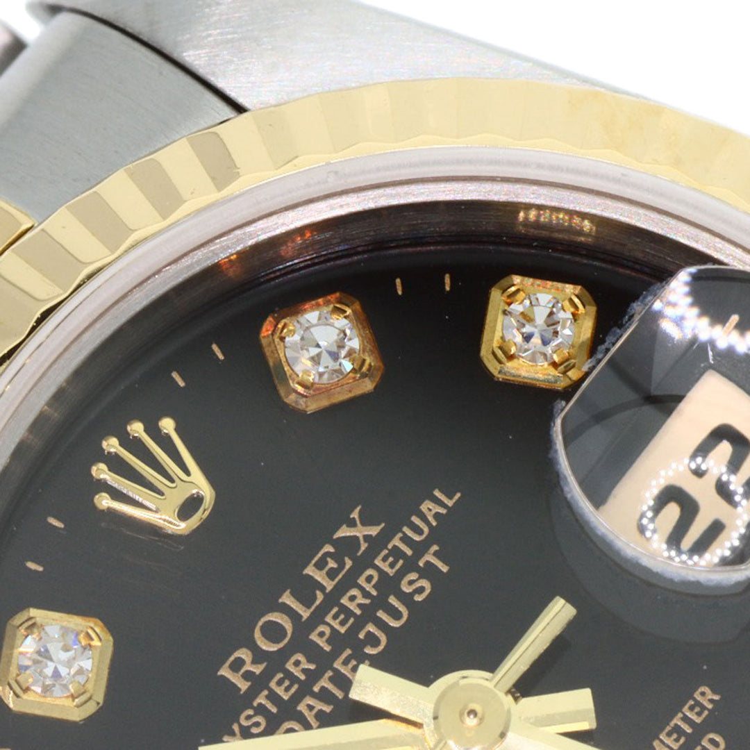 ROLEX Watches Mechanical Automatic 69173G Stainless Steel , SSxK18YG gold Datejust 10P Diamond black dial Women Used Authentic