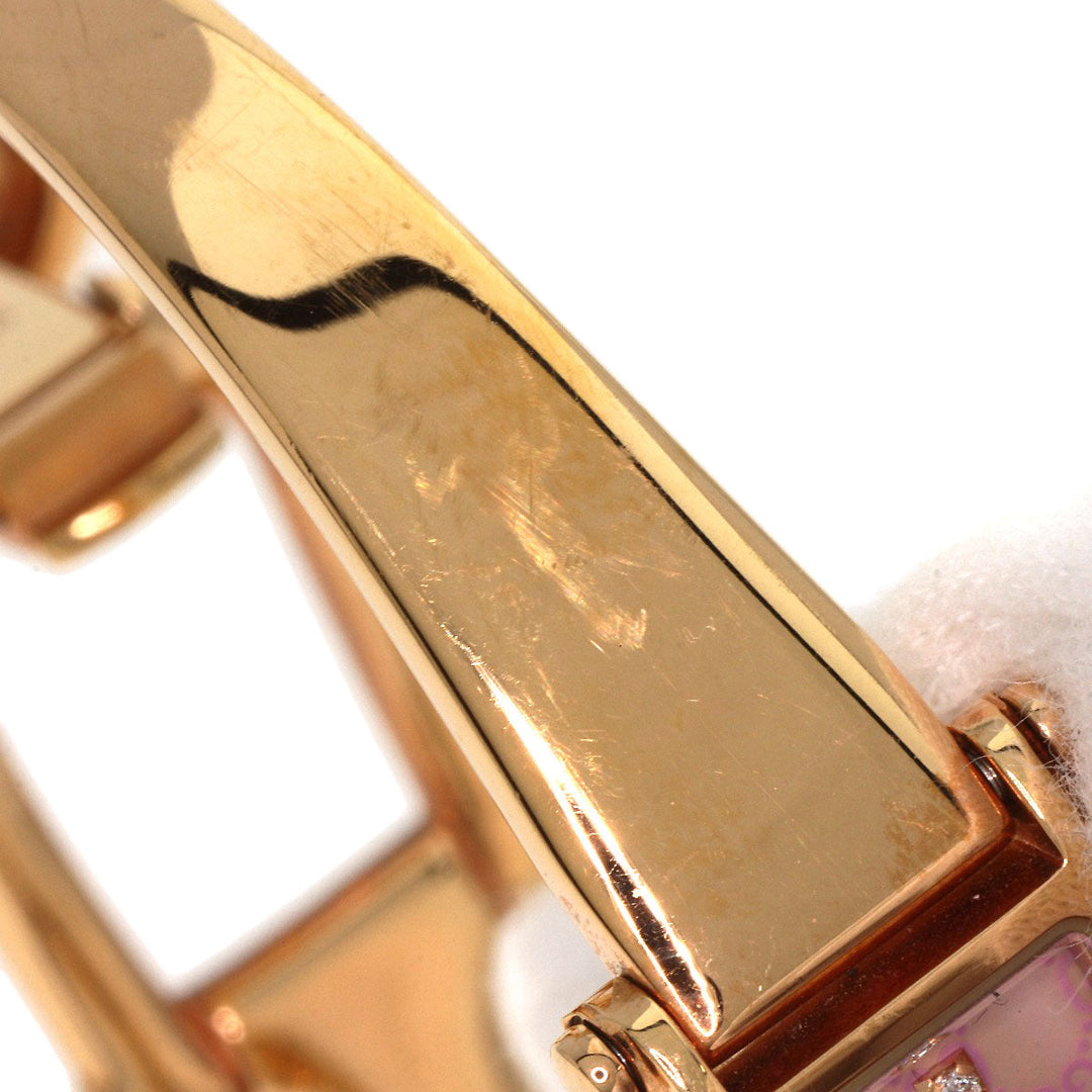 GUCCI Watches Quartz 1500L PGP , PGP gold Square Face Bangle 1P Diamond GG Pink shell dial Women Used Authentic