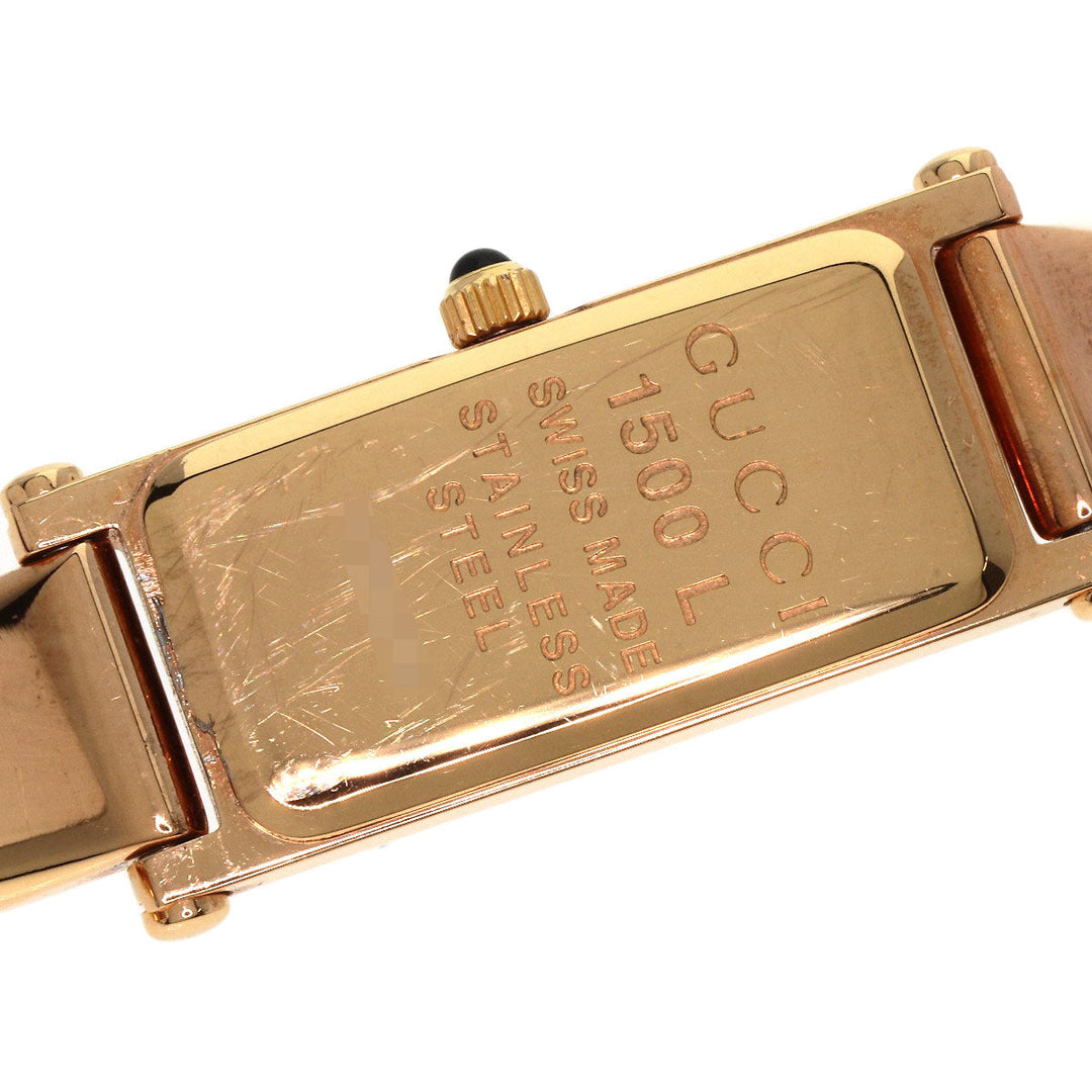 GUCCI Watches Quartz 1500L PGP , PGP gold Square Face Bangle 1P Diamond GG Pink shell dial Women Used Authentic