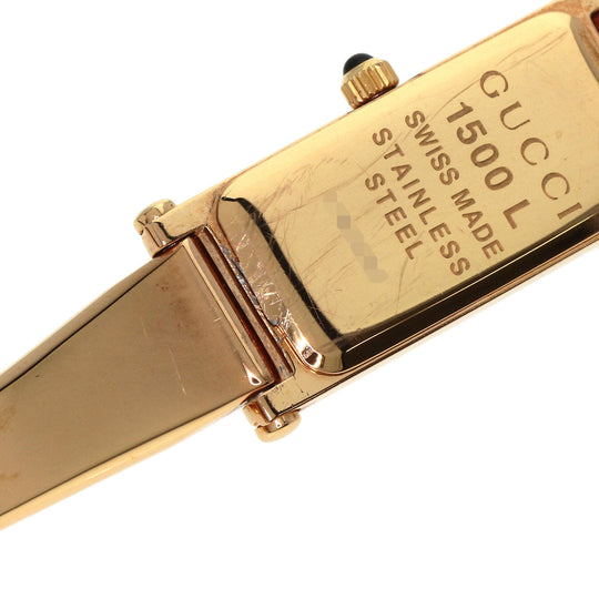 GUCCI Watches Quartz 1500L PGP , PGP gold Square Face Bangle 1P Diamond GG Pink shell dial Women Used Authentic