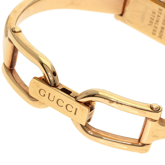 GUCCI Watches Quartz 1500L PGP , PGP gold Square Face Bangle 1P Diamond GG Pink shell dial Women Used Authentic