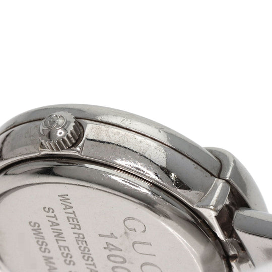 GUCCI Watches Quartz 1400L Stainless Steel , Stainless Steel Silver round face bangle black dial Women Used Authentic