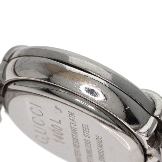 GUCCI Watches Quartz 1400L Stainless Steel , Stainless Steel Silver round face bangle black dial Women Used Authentic