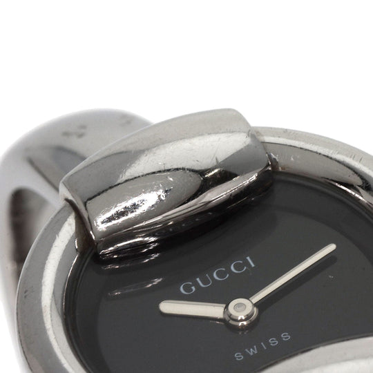 GUCCI Watches Quartz 1400L Stainless Steel , Stainless Steel Silver round face bangle black dial Women Used Authentic