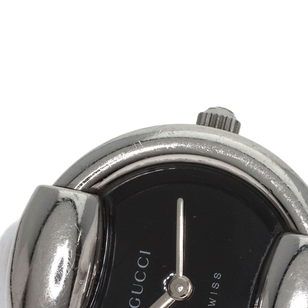 GUCCI Watches Quartz 1400L Stainless Steel , Stainless Steel Silver round face bangle black dial Women Used Authentic