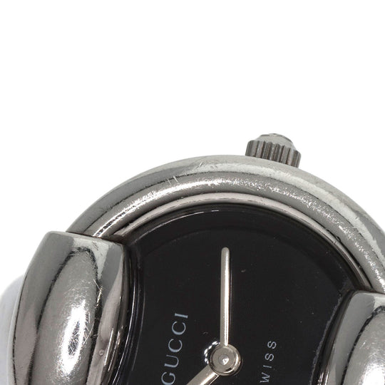 GUCCI Watches Quartz 1400L Stainless Steel , Stainless Steel Silver round face bangle black dial Women Used Authentic