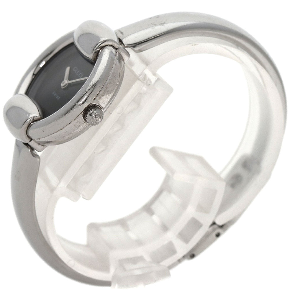 GUCCI Watches Quartz 1400L Stainless Steel , Stainless Steel Silver round face bangle black dial Women Used Authentic