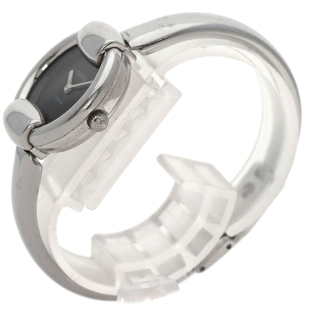 GUCCI Watches Quartz 1400L Stainless Steel , Stainless Steel Silver round face bangle black dial Women Used Authentic