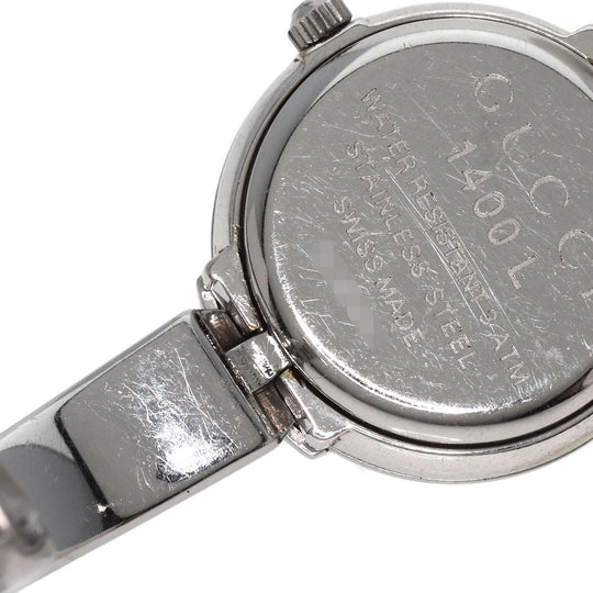 GUCCI Watches Quartz 1400L Stainless Steel , Stainless Steel Silver round face bangle black dial Women Used Authentic