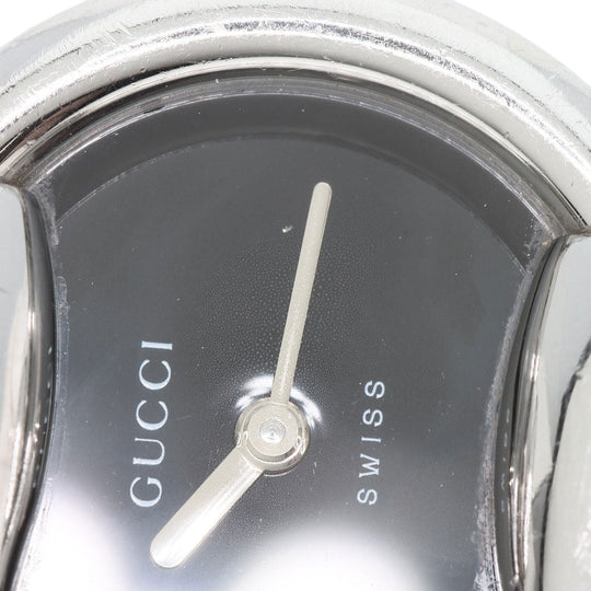 GUCCI Watches Quartz 1400L Stainless Steel , Stainless Steel Silver round face bangle black dial Women Used Authentic