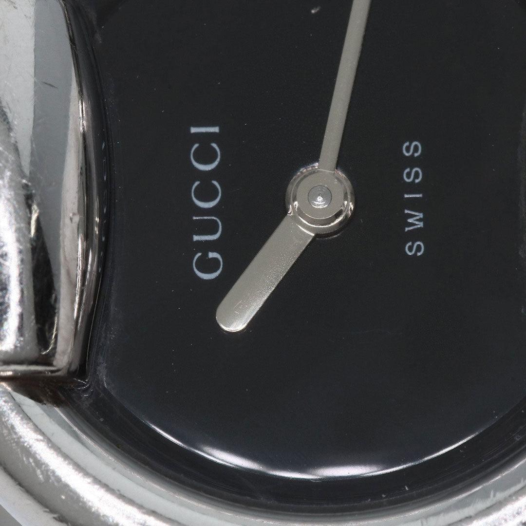 GUCCI Watches Quartz 1400L Stainless Steel , Stainless Steel Silver round face bangle black dial Women Used Authentic