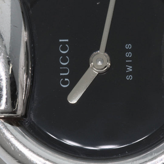 GUCCI Watches Quartz 1400L Stainless Steel , Stainless Steel Silver round face bangle black dial Women Used Authentic